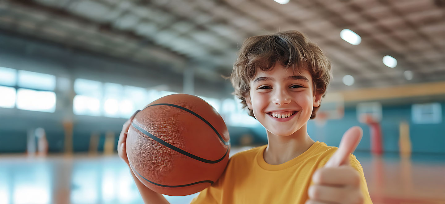kid basketball camp thumbs up